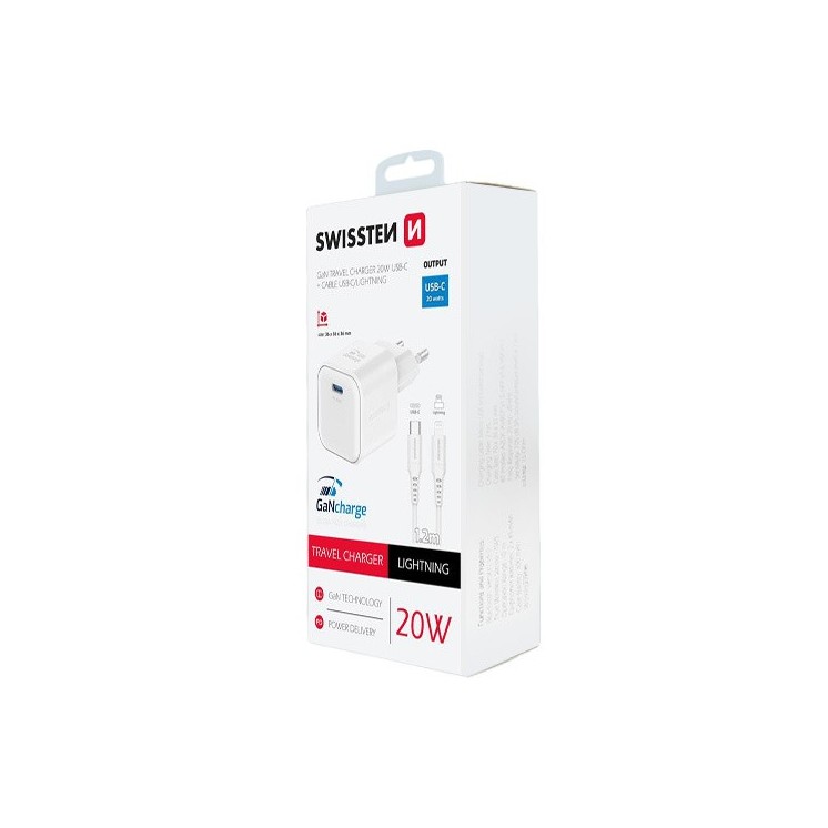 Chargeur 20w + câble Lightning blanc Swissten