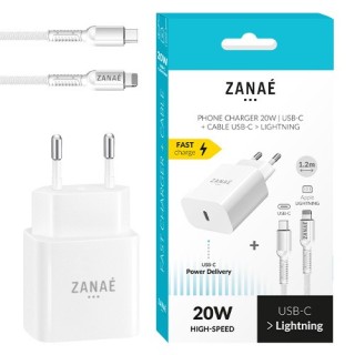 Chargeur 20w + câble Lightning blanc