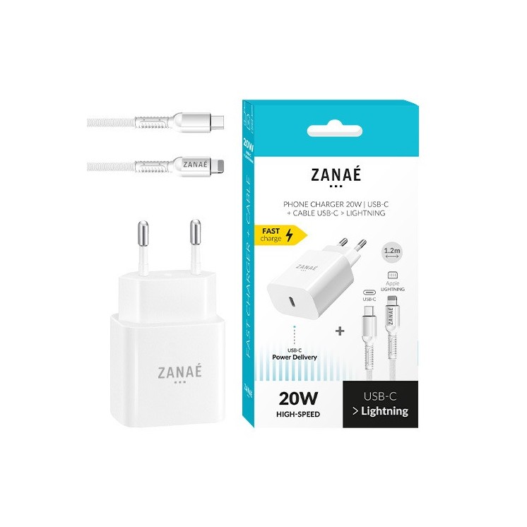 Chargeur 20w + câble Lightning blanc