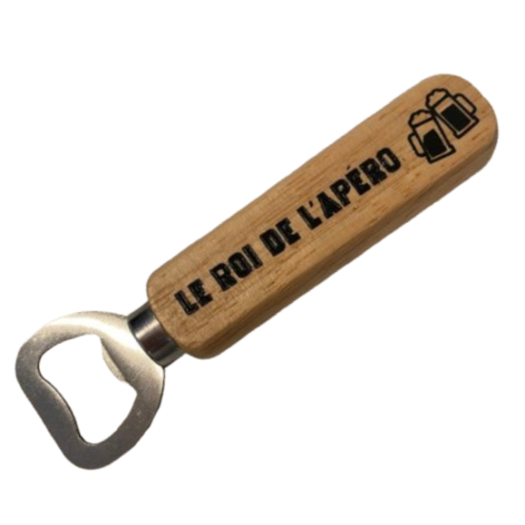 Décapsuleur bois Le roi de l'apéro (chopes)