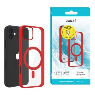Coque MagSafe Iphone 12 / 12 pro rouge - vue face et boite