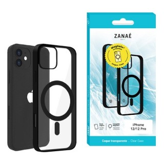 Coque MagSafe Iphone 12 / 12 pro noir - vue face et boite