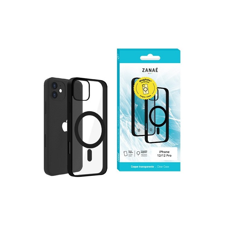 Coque MagSafe Iphone 12 / 12 pro noir - vue face et boite