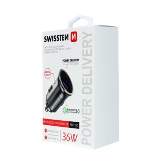 Chargeur allume cigare 2 ports USB/USB-C Swissten