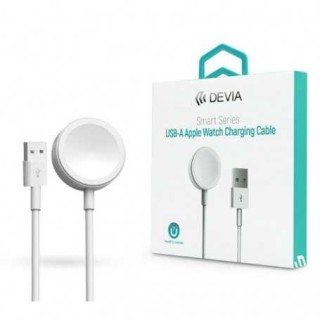 Chargeur Apple watch Devia blanc - vue face et boite