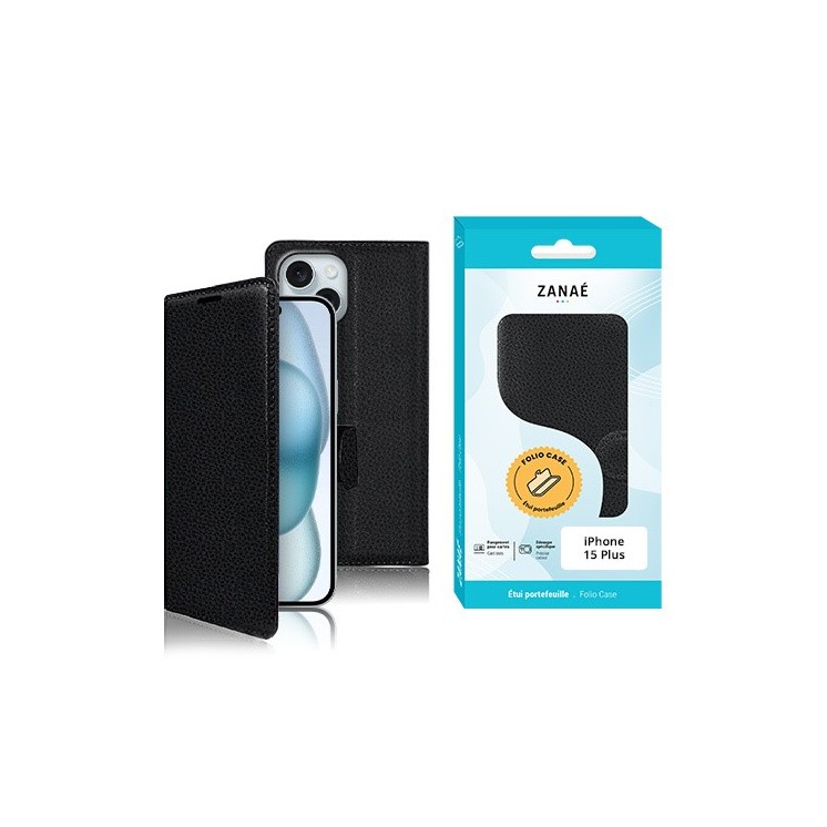 Coque Etui Portefeuille Iphone 15 Plus noir