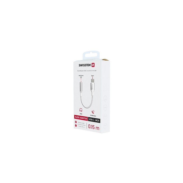 Adapteur USB-C / Jack Swissten pour Ecouteurs Filaire blanc