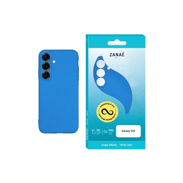 Coque silicone Infinity Galaxy S25 infinity bleu garantie à vie