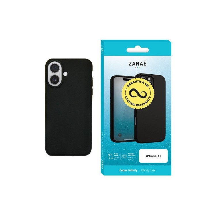Coque silicone Infinity Iphone 17 noir garantie à vie