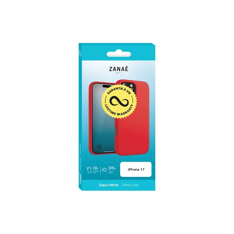Coque silicone Infinity Iphone 17 rouge garantie à vie