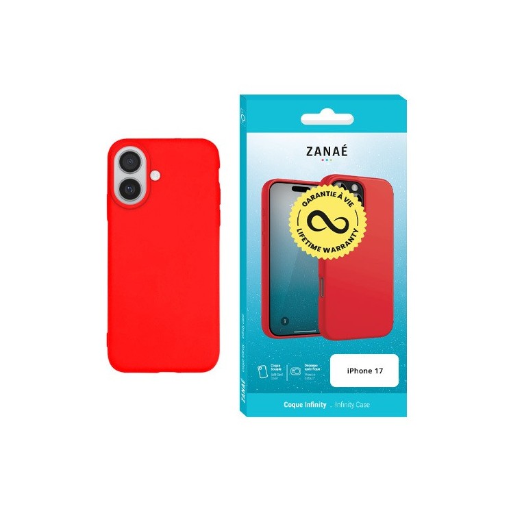 Coque silicone Infinity Iphone 17 rouge garantie à vie