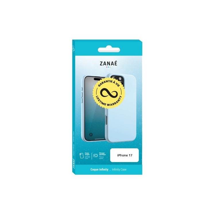Coque silicone Infinity Iphone 17 bleu clair garantie à vie