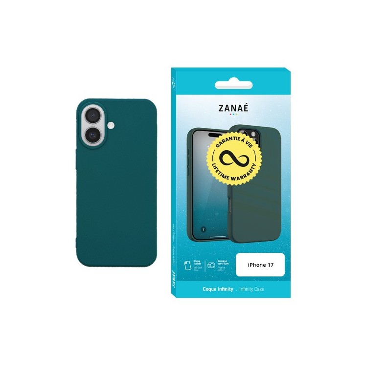 Coque silicone Infinity Iphone 17 vert foncé garantie à vie