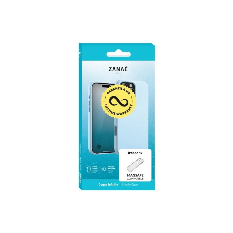 Coque silicone Infinity Magsafe Iphone 17 bleu clair garantie à vie
