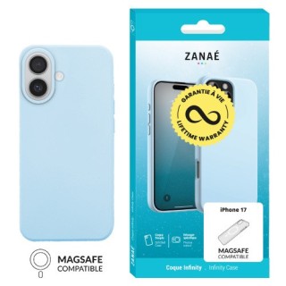 Coque silicone Infinity Magsafe Iphone 17 bleu clair garantie à vie