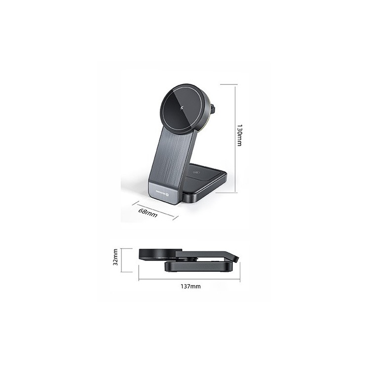 Chargeur 3 en 1 compatible Magsafe 25w Swissten - vue face