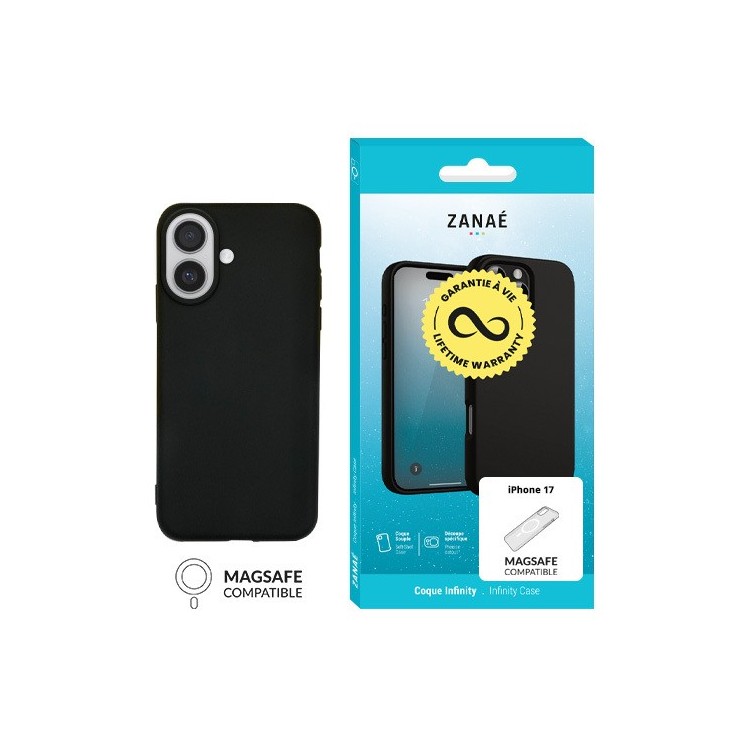 Coque silicone Infinity Magsafe Iphone 17 noir garantie à vie