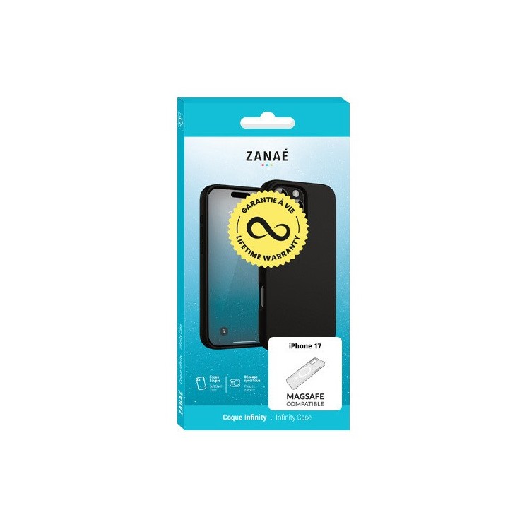 Coque silicone Infinity Magsafe Iphone 17 noir garantie à vie