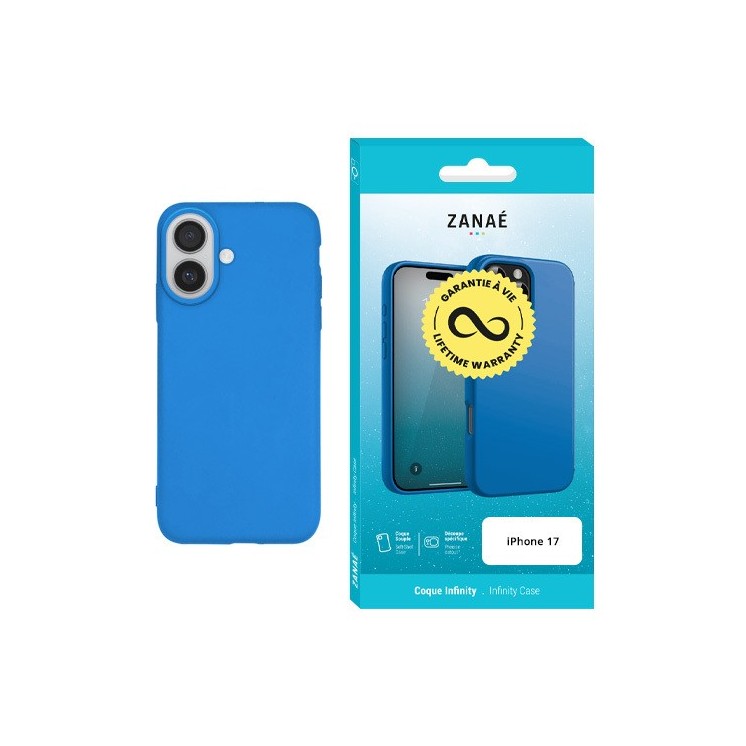 Coque silicone Infinity Iphone 17 infinity bleu garantie à vie