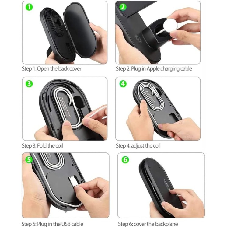 Chargeur 3 en 1 compatible Magsafe 15w Swissten - différentes vues