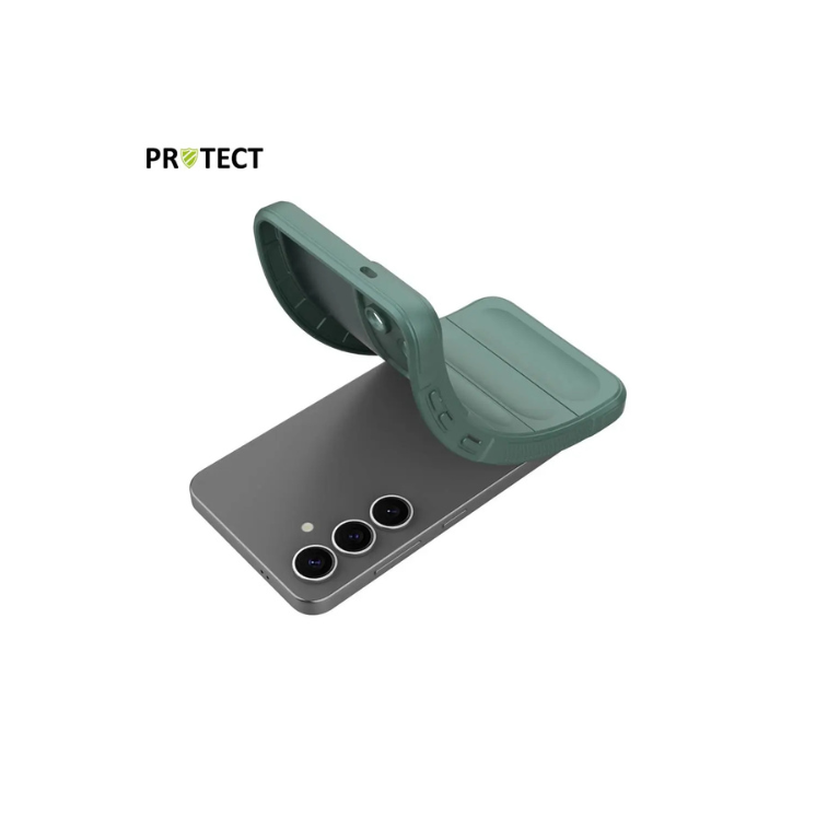 Coque de Protection IX008 PROTECT Samsung galaxy S25 vert foncé - vue avec smartphone