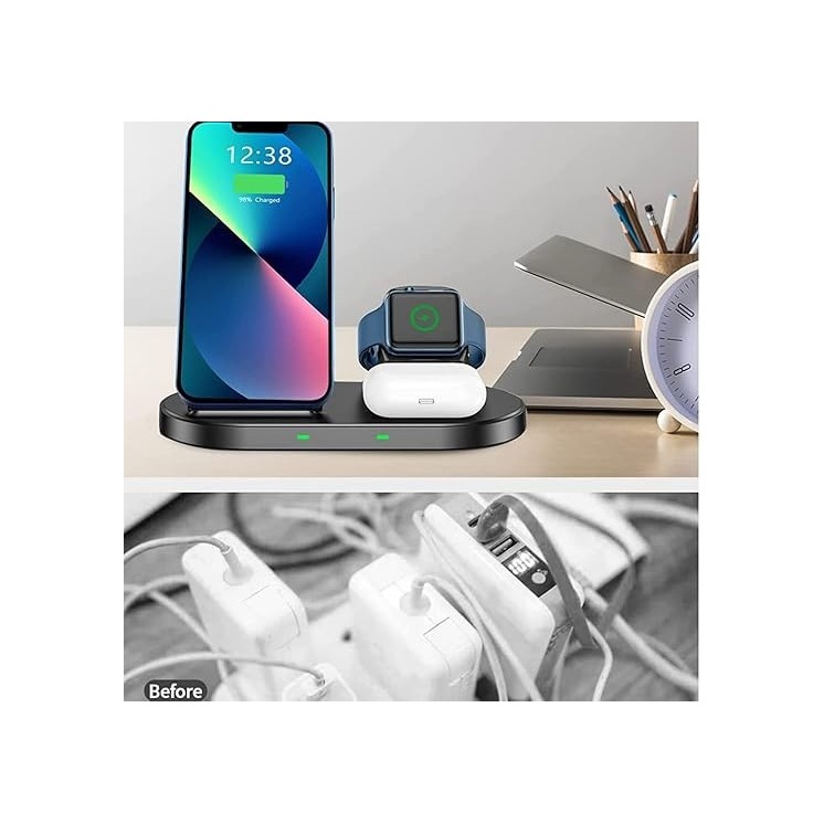 Chargeur 3 en 1 compatible Magsafe 15w Swissten - vue en charge