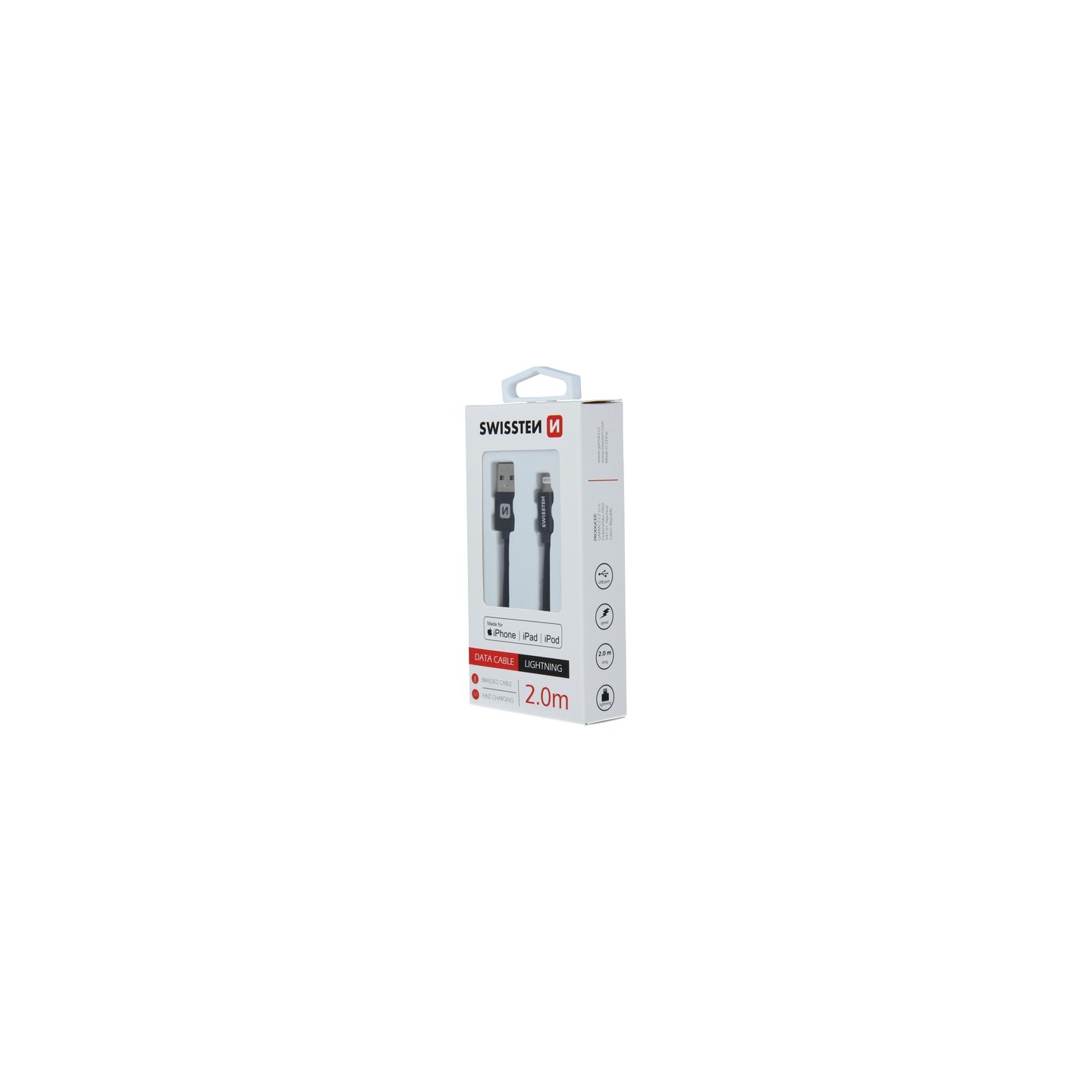 Câble Textile USB / Lightning MFI 2m noir Câble Textile USB / Lightning MFI 2m noir