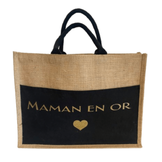 Sac jute Maman en or - vue face