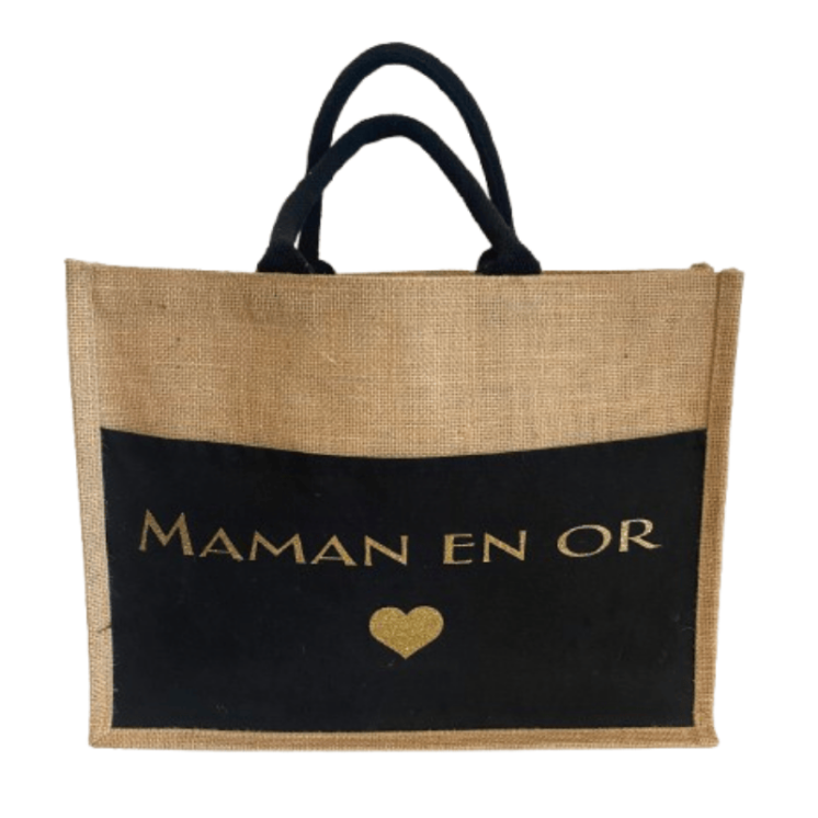 Sac jute Maman en or - vue face