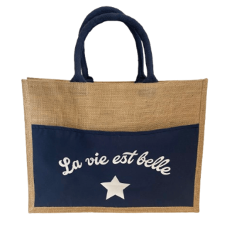 Sac jute La vie est belle - vue face