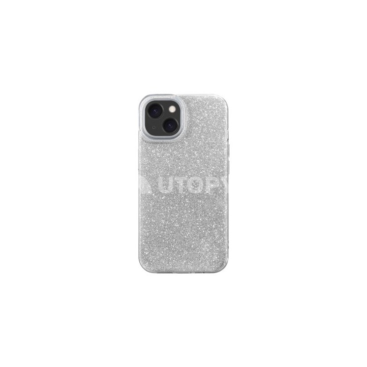 Coque Glitter Apple Iphone 15 plus argent / Créa & Connect
