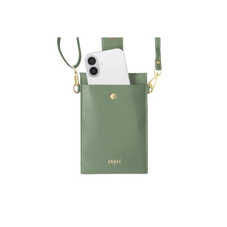 Sac Crossbody phone bag Break Time vert kaki - vue face ouvert