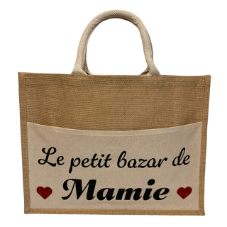Sac jute Le petit bazar de mamie - vue face