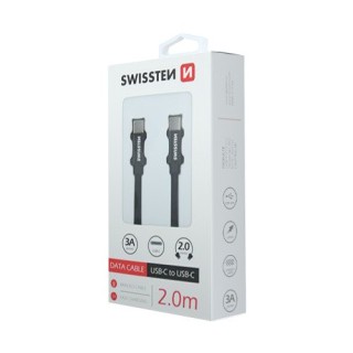 Câble textile USB-C/USB-C 2m noir Swissten / Créa & Connect