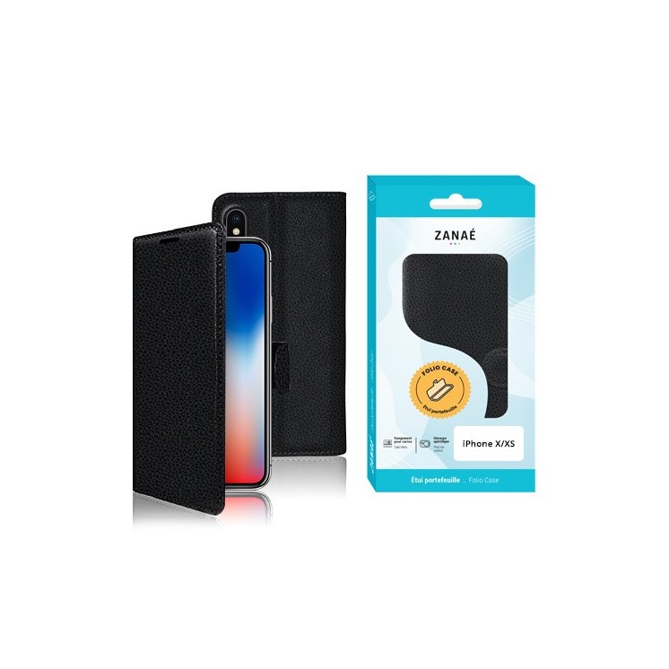 Coque étui portefeuille Apple Iphone X/ XS noir / Créa & Connect