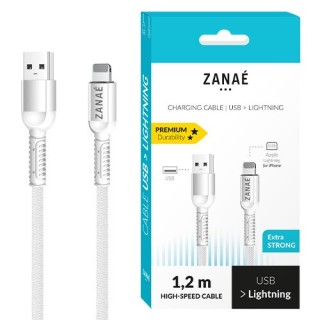 Câble Textile USB / Lightning 1.2m blanc