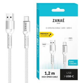 Câble Textile USB / USB-C 1.2m blanc