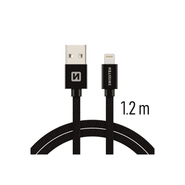 Câble Textile USB / Lightning 1.2m noir