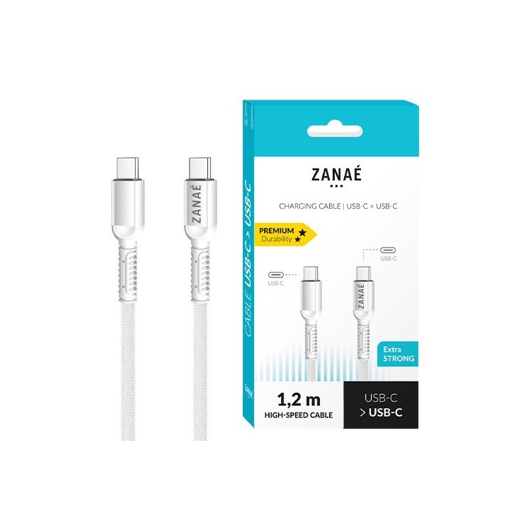 Câble Textile USB-C / USB-C 1.2m blanc