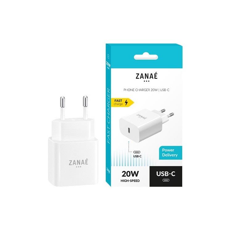 Chargeur 1 port USB-C 20w blanc