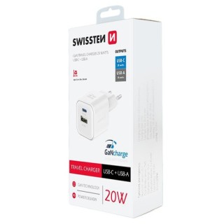 Chargeur 2 ports 20w max blanc Swissten