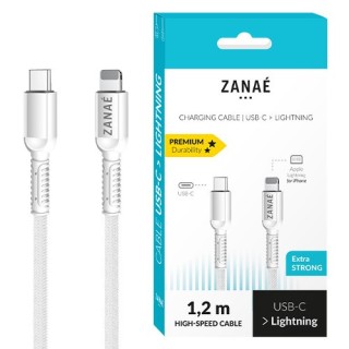 Câble Textile USB-C / Lightning 1.2m blanc